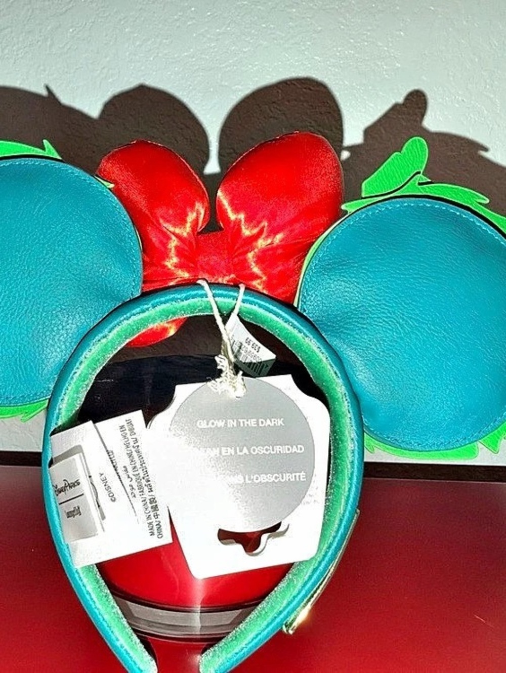 Disney Mickey & Minnie Christmas Ear Headband Green & Red - Picture 3 of 8